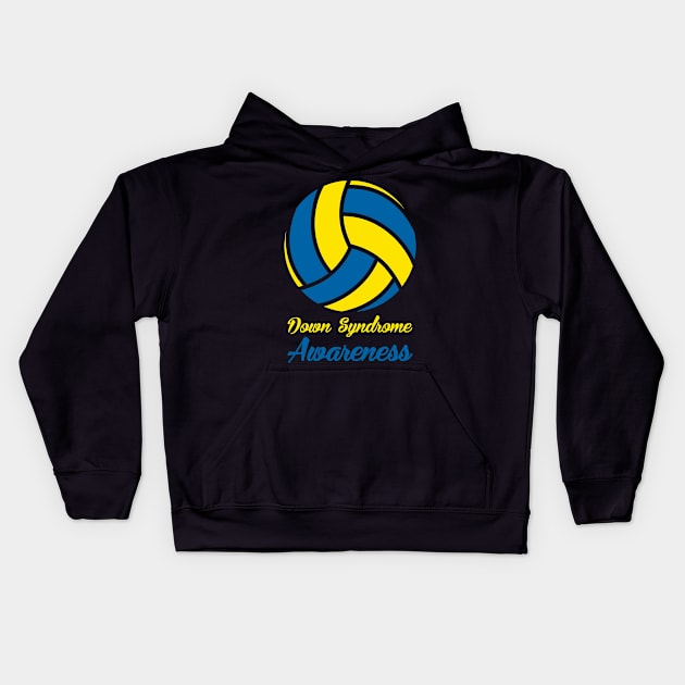 Down Syndrome Awareness Volleyball Kids Hoodie by nadinecarolin71415